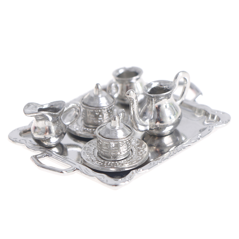Kids Outdoor Mud Kitchen Accessories - 10 adet/takım 1/12 Dollhouse Minyatür Gümüş