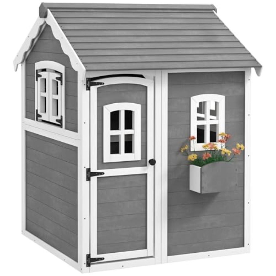 Kids Outdoor Playhouse - 3-8 yaş arası çocuklar için zeminli,