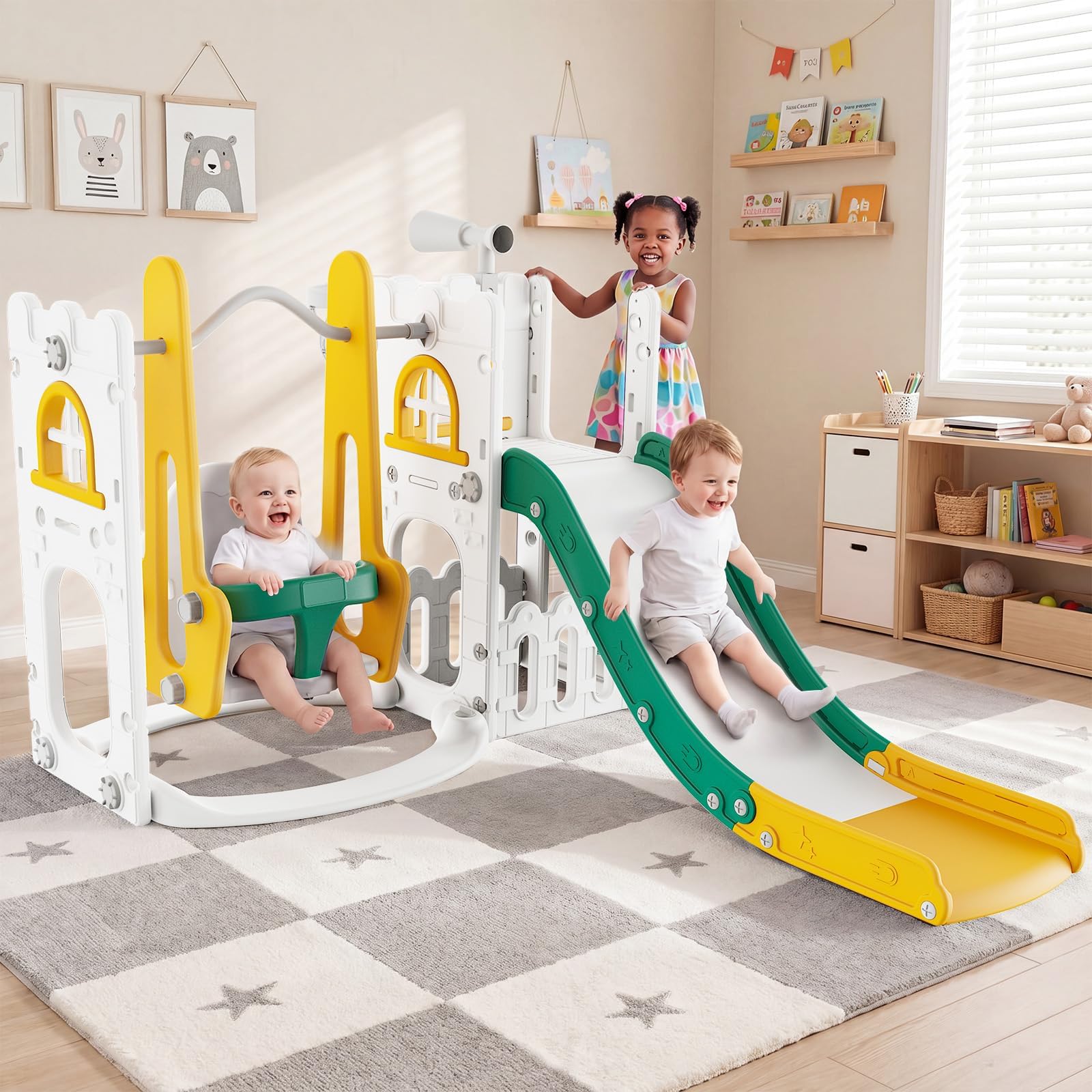 Kids Outdoor Swing And Slide - 7'si 1 Arada Çocuk Kaydırağı ve