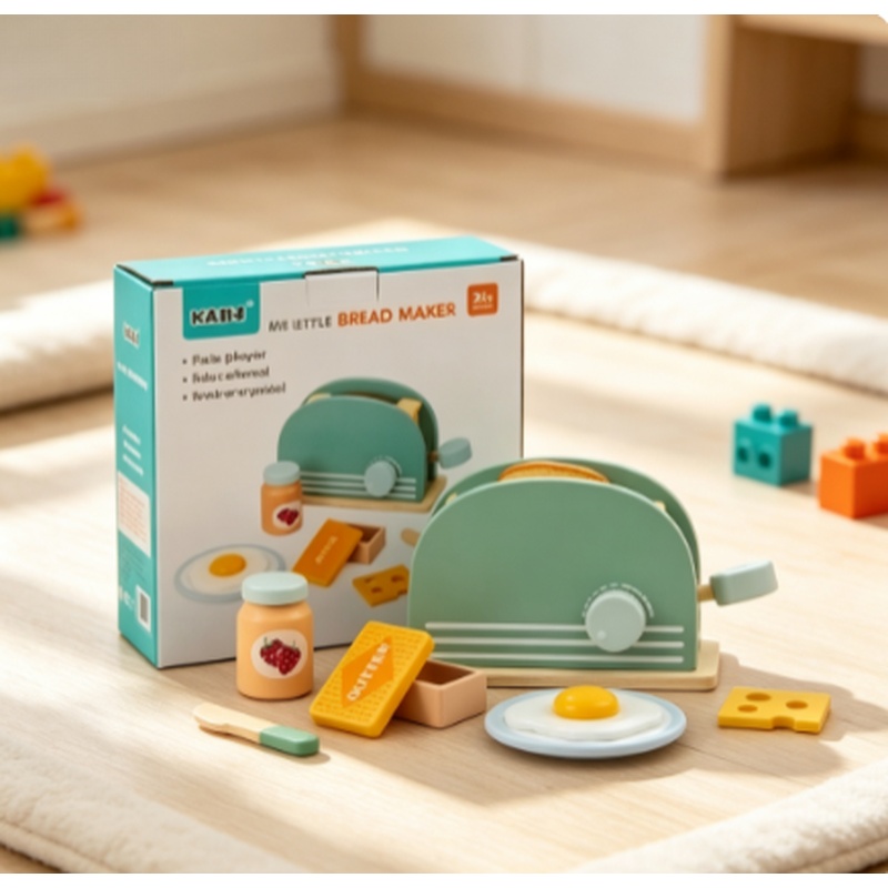 Kids Outdoor Mud Kitchen Accessories - Ahşap Simülasyon Tost Makinesi Oyuncak Çocuklar