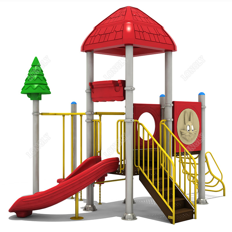 Kids Outdoor Playground - Çocuklar için Kırmızı Plastik Kaydırak LLDPE