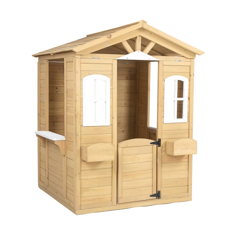 Kids Outdoor Playhouse - Çocuklar İçin Modern Klasik Ahşap Oyun