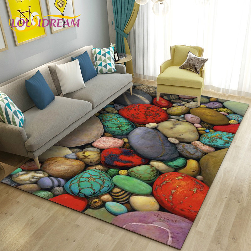 Kids Outdoor Mat Waterproof - 3D renkli arnavut kaldırımı taş alan