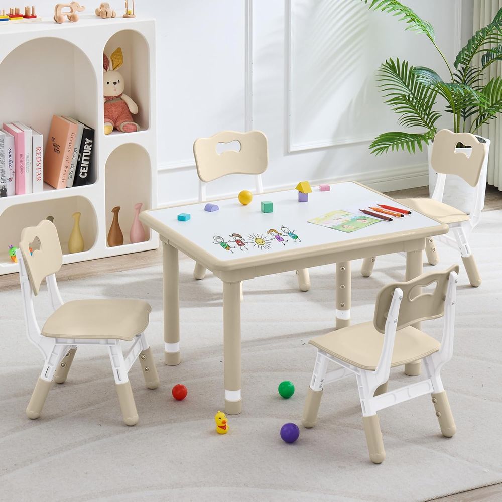 Kids Outdoor Table And Chairs - Çocuk Masası ve 4 Sandalye Seti,