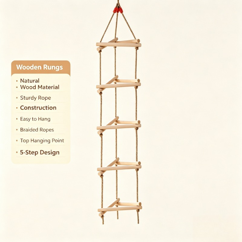 Kids Outdoor Ladder - 5 basamaklı tek başlıklı ahşap üçgen