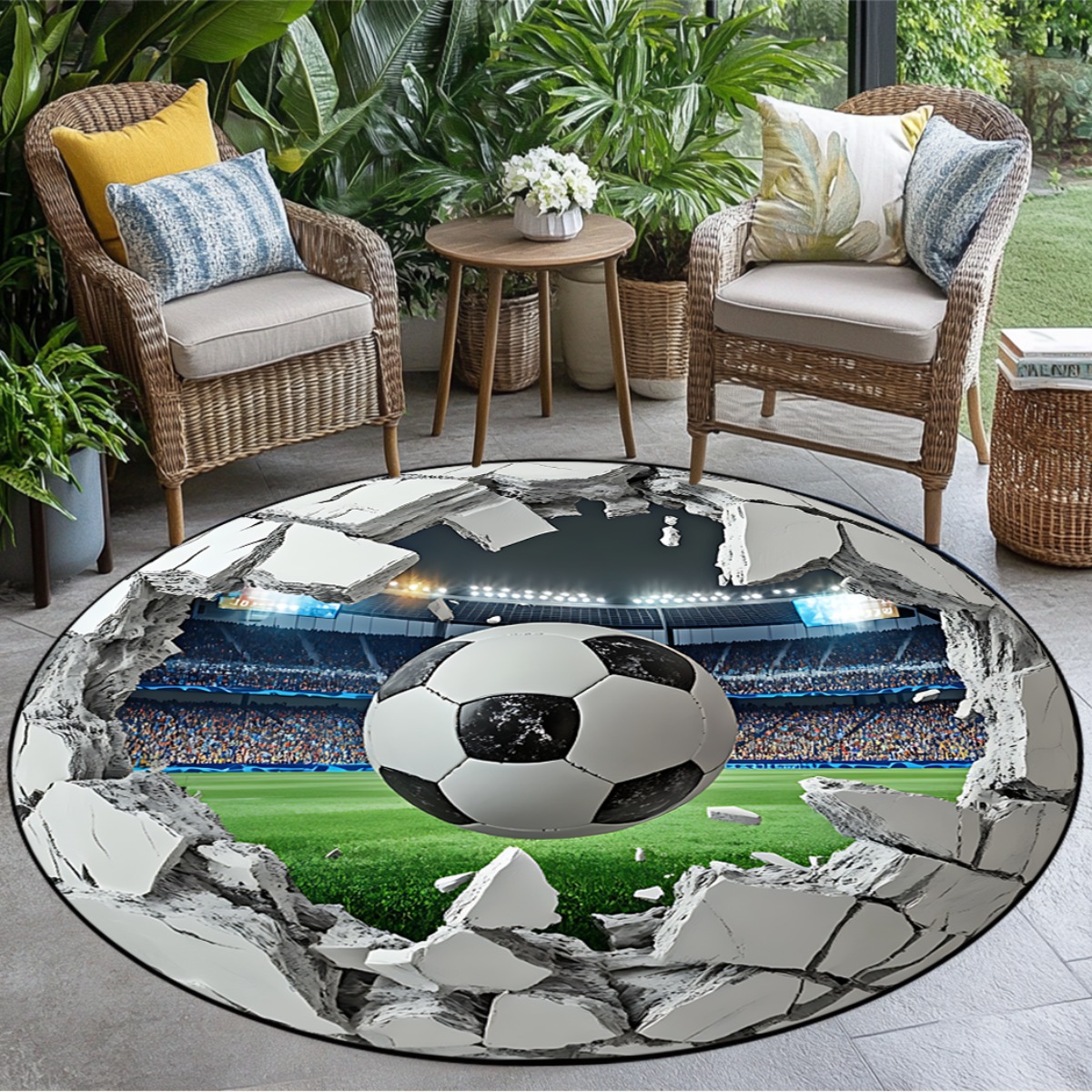 3D Futbol Sahası Yuvarlak Halı - Kids Outdoor Mat Waterproof incelemesi ve fiyatı