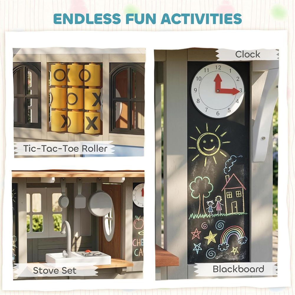 Qaba Açık Hava Oyun Evi Ahşap  - Qaba Kids Outdoor Playhouse incelemesi ve fiyatı