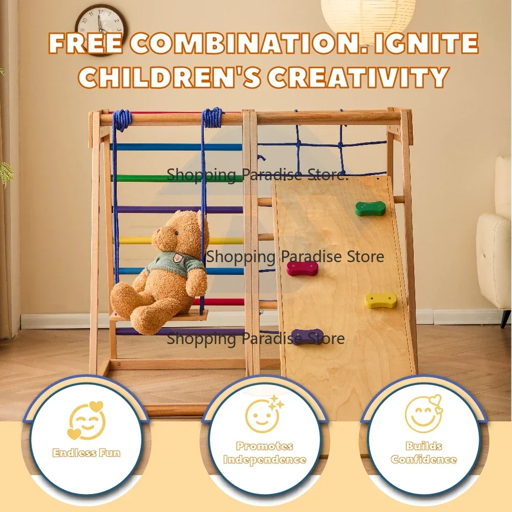 Çocuklar için Ahşap Gökkuşağı  - Kids Outdoor Wooden Climbing Frame incelemesi ve fiyatı